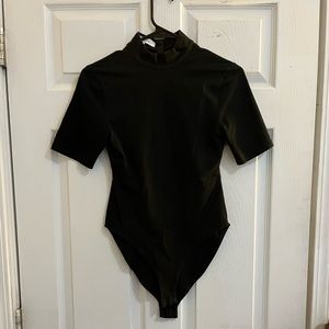 FRAME Black Mockneck Backless Bodysuit Size Small